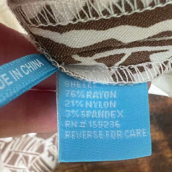 J. McLaughlin Sleeveless Sheath Dress Size 4 Brown White Geo Palm Print Resort - Picture 9 of 11